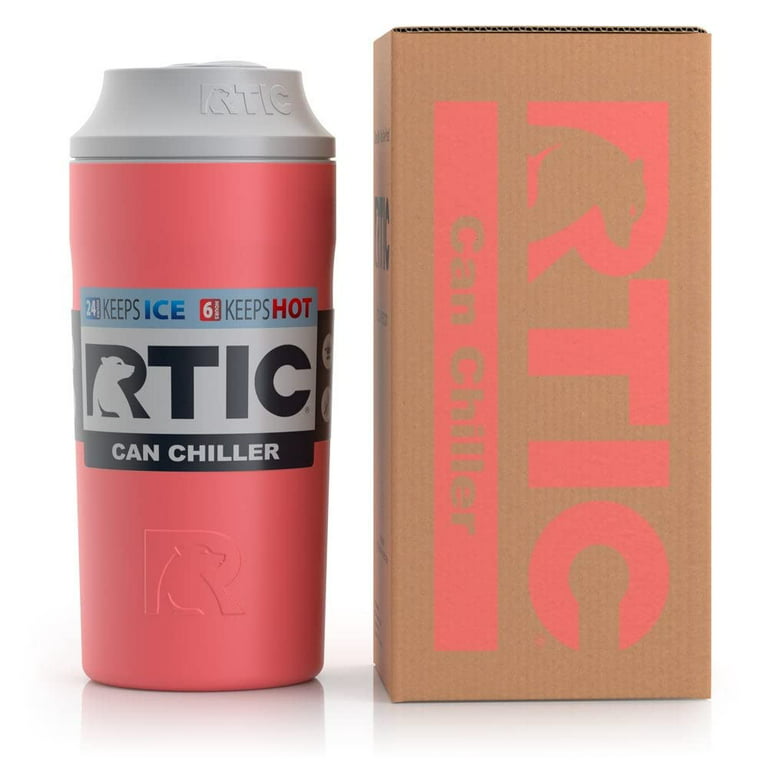 RTIC Can Chiller with Slider Lid, Pacific, Fits Various Sizes Including  12oz, 16oz, & Slim Cans, Double Wall Vacuum Insulated, Stainless Steel,  Sweat