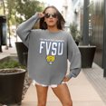 thumbnail image 5 of Women's Gameday Couture Gray Fort Valley State Wildcats Oversized Pure Motion Corded Sweatshirt, 5 of 7