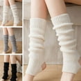 thumbnail image 5 of vnanda Winter Toeless Socks 1 Pair Women Winter Leg Warmers Thickened Solid Color Japanese Lolita Elastic Anti-slip Warm Compression Hollowed Out Foot Heel, 5 of 8