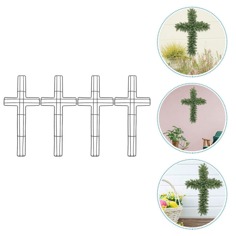 jibingyi 4pcs DIY Cross Metal Wreath Frame Flower Garden Cross