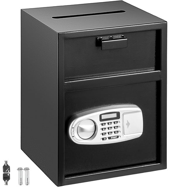 VEVOR Security Safe Box Digital Depository Safe Made of Carbon Steel Deposit Safe Electronic Code Lock Depository Safe with Deposit Slot Restaurant Safe with Two Emergency Keys
