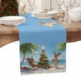 thumbnail image 3 of Christmas Table Runner Christmas Tree Table Runners Reindeer Sandy Beach Cotton Linen Dresser Scarf Kitchen Dining Table Decor for Christmas Holiday Party Decor 13x90 Inch, 3 of 9