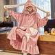 thumbnail image 2 of Conjunto de pijama de franela con capucha para mujer, ropa de dormir cómoda, bonita, Kawaii, gruesa, para el hogar, invierno, navidad, 2 of 3