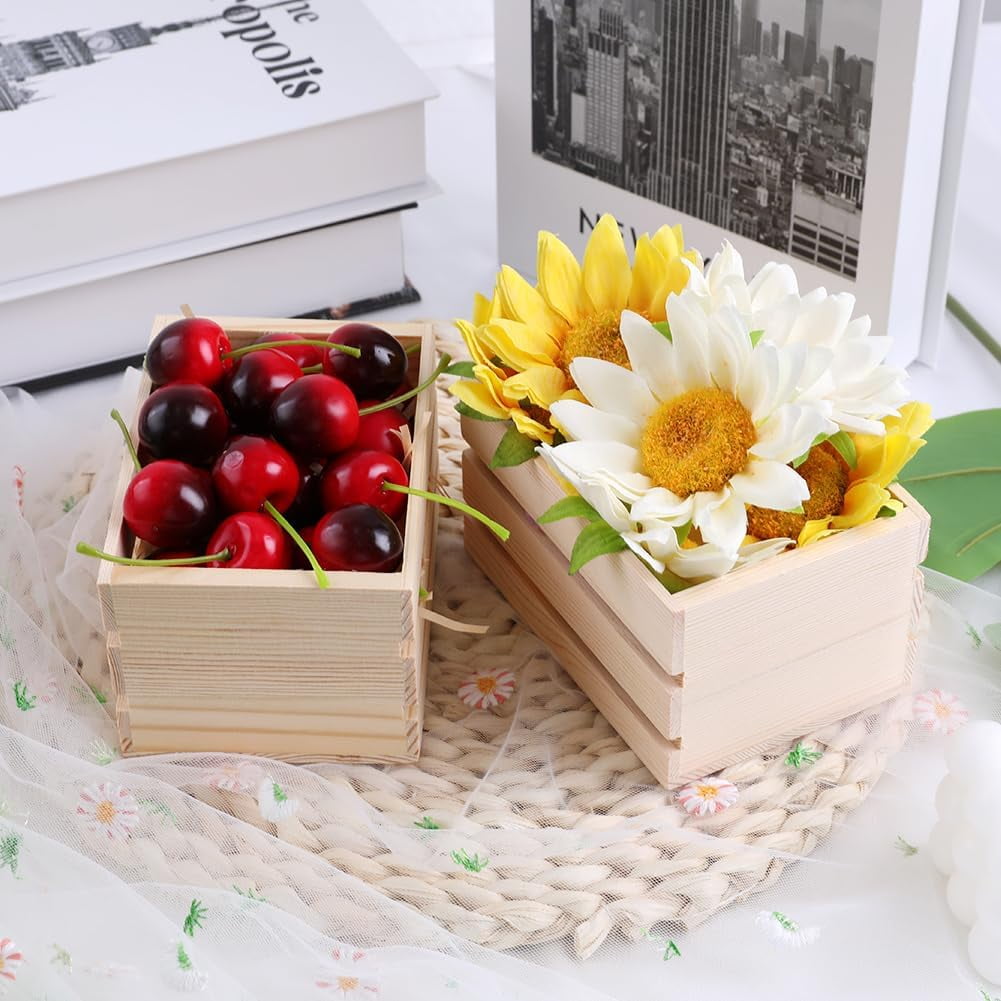 6Pcs Unfinished Wooden Crates, Small DIY Crafts Wooden Box Organizer, Rustic DIY Mini Craft Cubes, Sturdy & Durable, for Painting, Gift Wrapping and Display Organizer, Decorative Storage Box