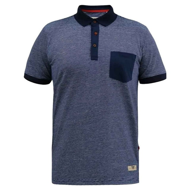 Duke Polo pour Hommes D555 Oxley à Fines Rayures en Jersey avec Poche Appliquée Kingsize