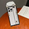 thumbnail image 6 of Leather iPhone 15 Pro Case with Wristband Strap, Luxury Crocodile Phone Case for Women Girls, Hand Holder Kickstand Protective Bumper Case 6.1” (White), 6 of 12
