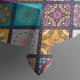 thumbnail image 5 of Multicolor Ethnic Mandala Pattern Square Tablecloth,Waterproof Square Table Cover,Wipeable Spillproof Washable Table Cover for Home Kitchen Party Decor 52"x52"(132x132cm), 5 of 6