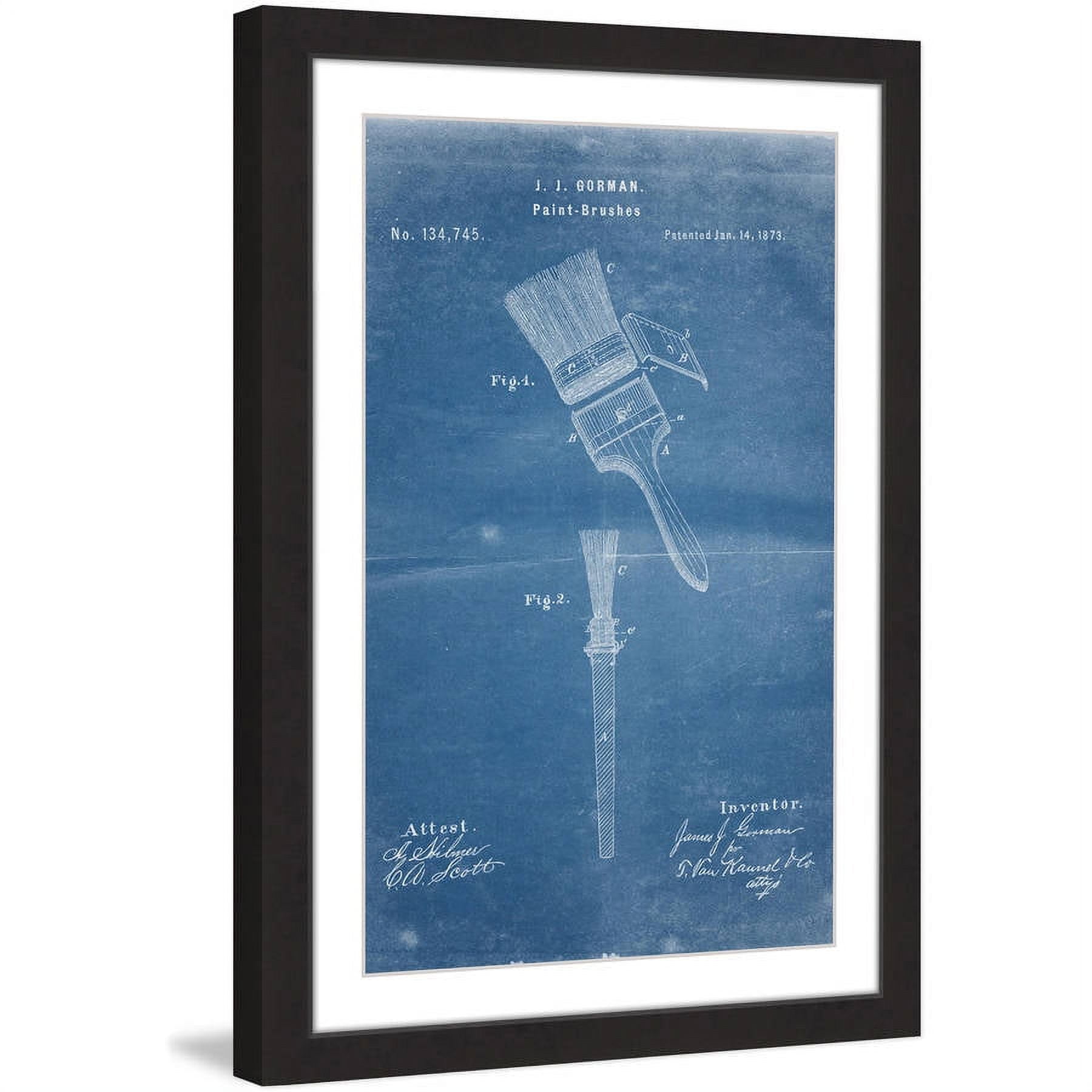 "Paint Brush 1873 Blueprint" Framed Painting Print