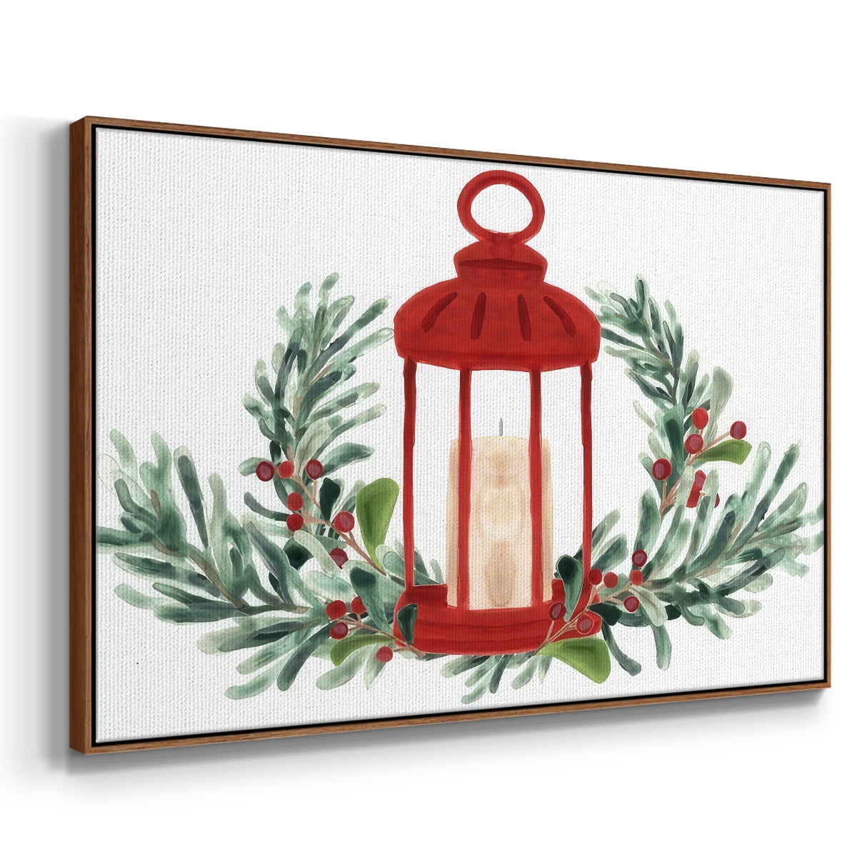 Woodland Holiday Collection A - Framed Gallery Wrapped Holiday Canvas - 17 x 25 - Rosewood Frame
