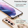 thumbnail image 4 of for Galaxy S21 Case with Ring, Built-in Rotation Finger Ring Kickstand Cover with Shiny Plating Rose Gold Edge Work with Magnetic Car Mount Slim Thin Bumper Case for Women Girls Rose Gold, 4 of 14