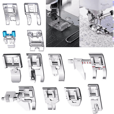 12Pcs Presser Foot Kit,Straigh Foot, Roller Foot, Snap on Sewing Machine Foot Presser Feet Set for Sewing Machines