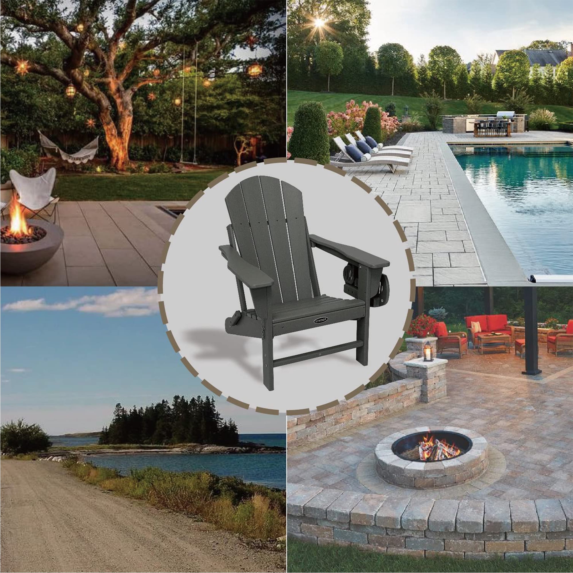 Folding Plastic Adirondack Chair Plastic Adirondack Chairs Weather Resistant Patio Chairs with Cup Holder