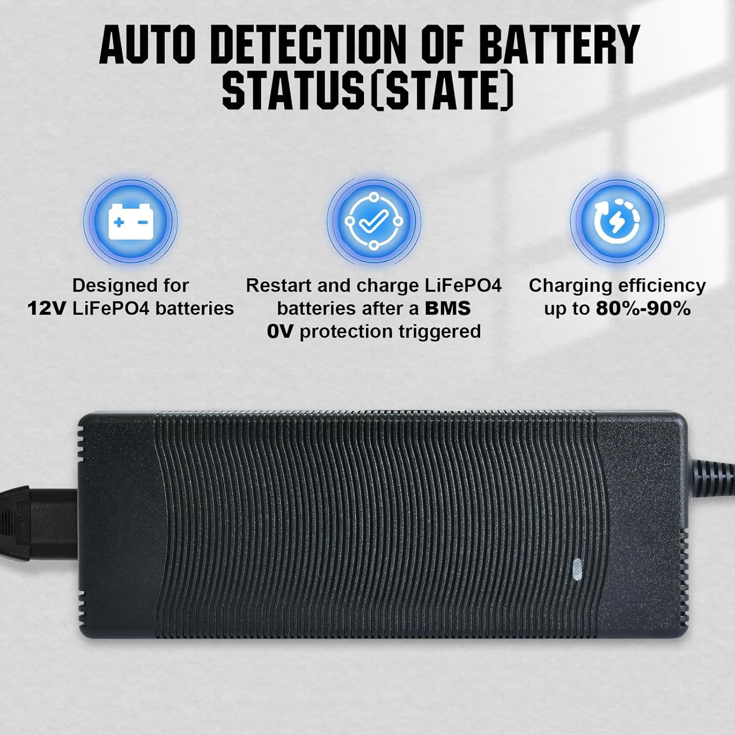 ECO-WORTHY 12V 50Ah Rechargeable LiFePO4 Trolling Motor Battery with 10A Smart Lithium Battery Charger, Up to 15000 Cycles, for Marine, Power Wheel Chair, Replacement of SLA Battery (Split Shipment)