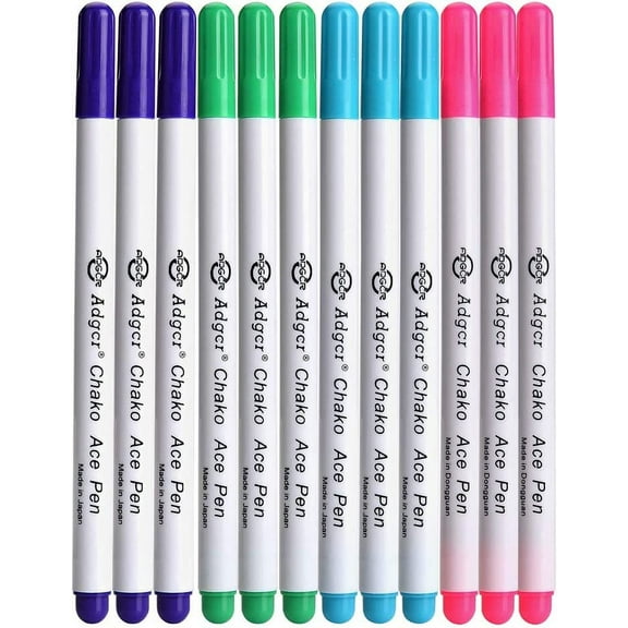 Nvzi 12-Pack,4-Color Disappearing Ink Fabric Marker Pen for Sewing Creating Washable Art and Lettering