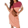 thumbnail image 3 of Fantaslook Summer Color Block Dresses for Women Crewneck Short Sleeve T shirts Dress Ribbed Dresses with Pockets, 3 of 8