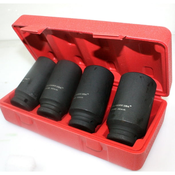 4pc 1/2" Dr Deep Spindle Axle Nut Socket Set 12 POINT METRIC 30mm 32mm