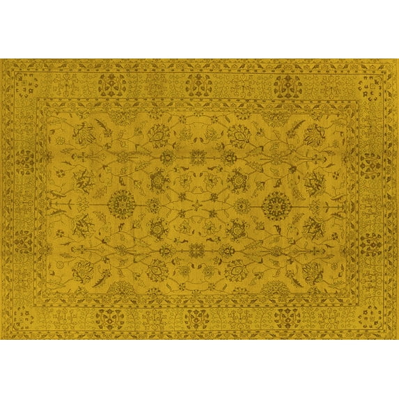 Ahgly Company Indoor Rectangle Oriental Yellow Industrial Area Rugs, 2' x 5'