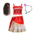 thumbnail image 1 of Disney Moana-vestido de princesa Vaiana para niños, disfraz de fiesta de cumpleaños con corona, collar, conjuntos de pollitos de cerdo, 1 of 5