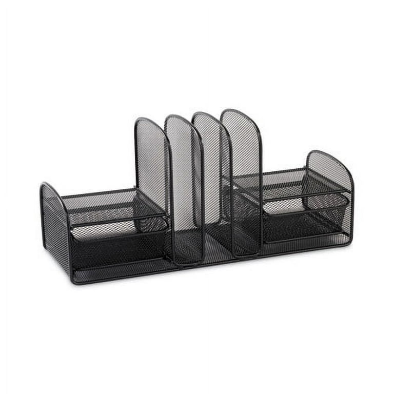 Onyx Mesh Desk Organizer, Three Sections/Two Baskets, Steel Mesh, 17 x 6.75 x 7.75, Black Onyx Mesh Desk Organizer, Three Sections/Two Baskets, Steel Mesh, 17 x 6.75 x 7.75, Black