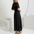 thumbnail image 5 of Qiopertar Women's Two-Piece Dress Set Solid Color Short Sleeve Round Neck Lace Top and Slip Dress Casual Summer Spring Vacation Party Boho Outfit, Black XXL, 5 of 7