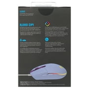 Logitech G203 Wired Gaming Mouse, 8,000 DPI, Rainbow Optical Effect LIGHTSYNC RGB, 6 Programmable Buttons, Lilac
