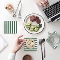 thumbnail image 1 of RYLABLUE Green and White Stripe Set of 8 Coaster for Drinks, Absorbent Ceramic Stone Coasters Cup Mat with Cork Base for Home Kitchen Room Coffee Table Bar Decor, 1 of 4