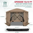 thumbnail image 2 of HOTEEL 12'x12' Ez Pop Up Gazebo Tent for Camping, Screen Tent with Removable Roof, Waterproof, UV Resistant, Portable Carry Bag,Khaki, 2 of 11