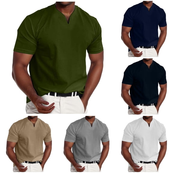 Men's Muscle V Neck Slim Fit Short Sleeve Casual Tee Shirts Comfy Tee Tshirts for Men