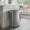 thumbnail image 2 of Simplehuman 45 Liter / 11.8 Gallon Rectangular Hands-Free Kitchen Step Trash Can with Soft-Close Lid, Brushed Stainless Steel with Plastic Lid, 2 of 8