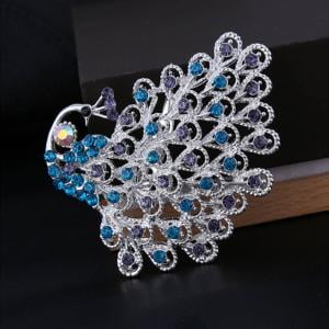 - Fancyleo 1 Piece Gorgeous Bridesmaid Jewelry Clear Crystal Peacock Tail Bridal Wedding Women Brooch Pin