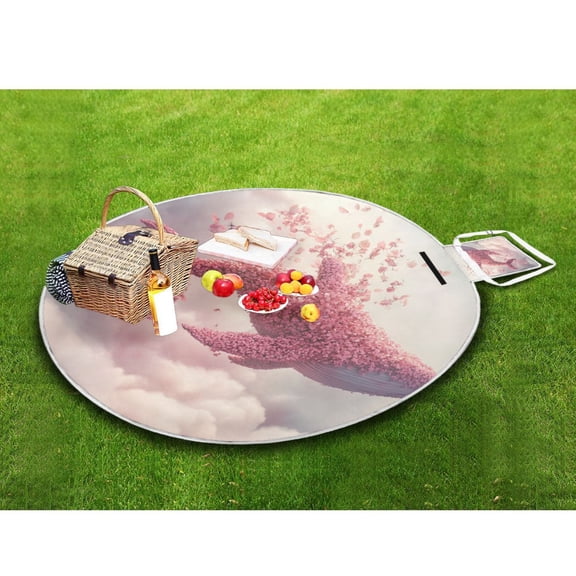 Picnic Blankets Teencool Beach Blanket Creatively Whale Of Blossoms Pattern Outdoor Blanket for Travel