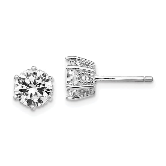 Sterling Silver 6.5mm CZ Stud Earrings