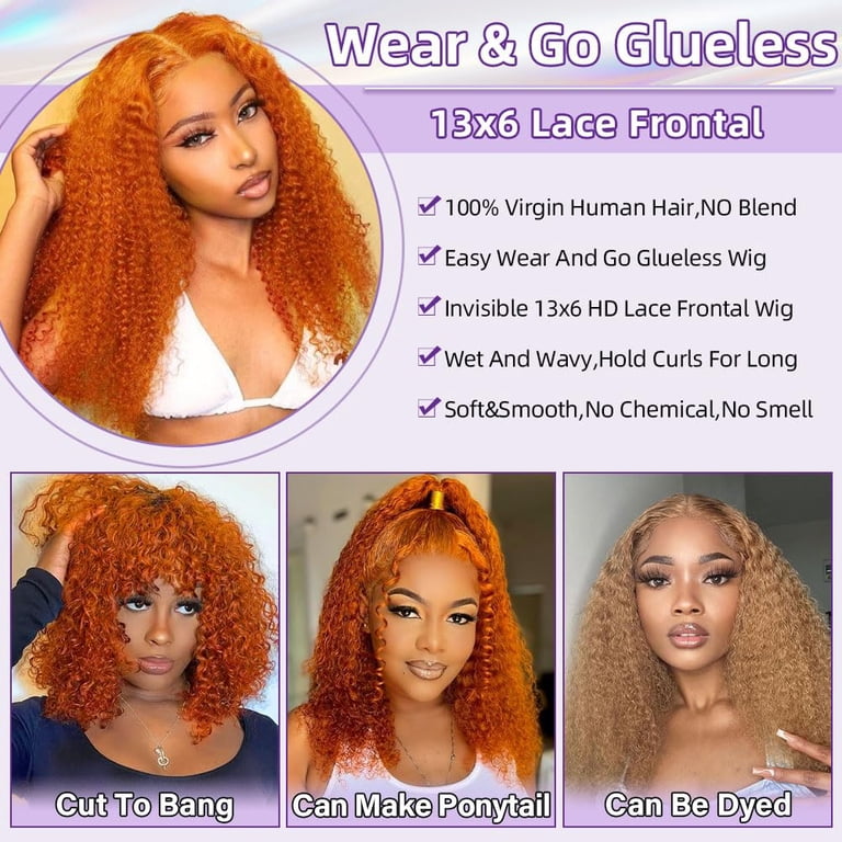 Curly Bob Wig Synthetic Wig Deep Wave 13x6 HD Lace Front  display picture 2