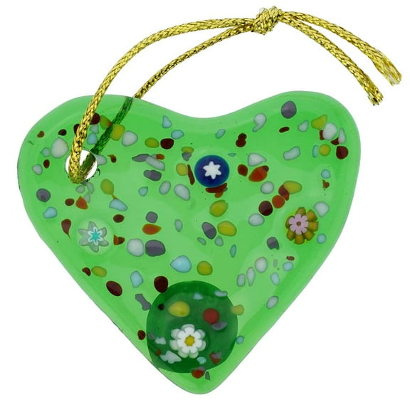 GlassOfVenice Murano Glass Heart Christmas Ornament - Green