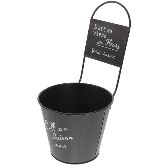 NICERIO Rustic Black Metal Flower Bucket Vase for Floral Arrangement Durable Vintage Style