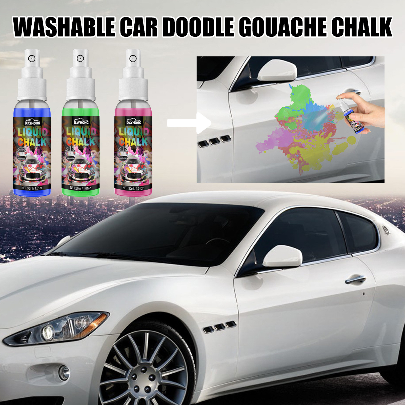 Wovilon Washable Car Graffiti Spray Car Body Tire Graffiti Colorful  Easy-To-Clean Color Spray 30Ml 