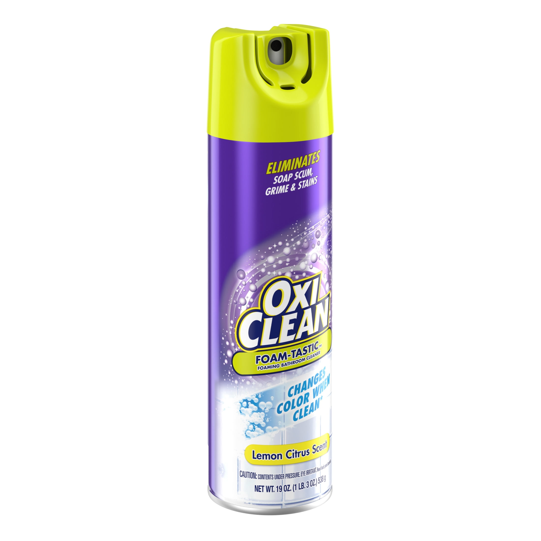 (4 pack) OxiClean Foam-Tastic Foaming Bathroom Cleaner, Removes Soap Scum, Grime & Stains, Lemon Scent, 19 oz