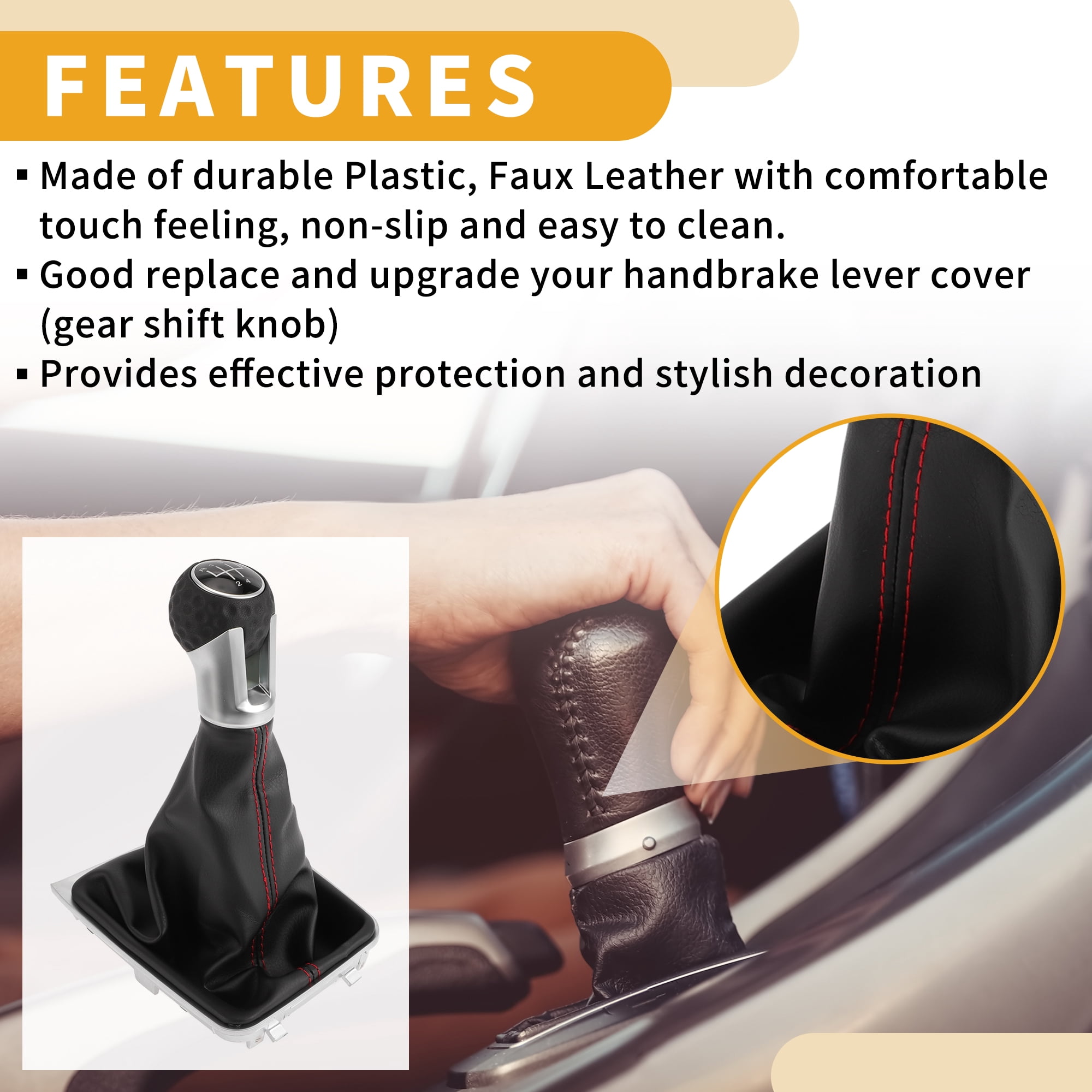 Unique Bargains 5 Speed Manual Gear Shift Knob with Cover - Stick Shifter Knob - for VW Golf GTI 2013-2018 Plastic 1 Pc