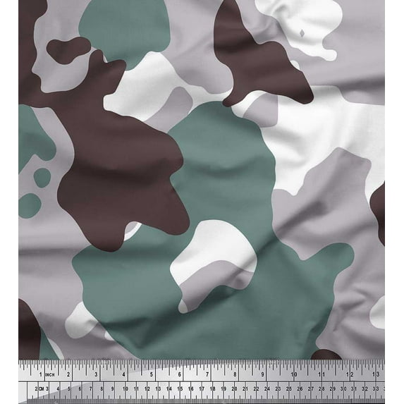 Soimoi Rayon Fabric Two Tone With Grey Camouflage Printed Fabric 1 Yard 42 Inch Wide