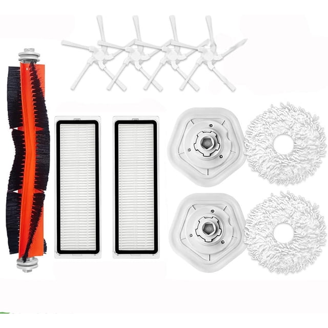 Kit de accesorios de repuesto para aspiradora robot Dreame Bot W10/W10 Pro, 1 cepillo giratorio + 2 filtros + 4 cepillos laterales + 2 paños de limpieza + 2 portamopas