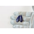 thumbnail image 3 of Sterling Silver Lapis Lazuli Earrings Blue Long Faceted Teardrops Pyrite Flecks Simple Dangle Drops 1.7" Designed for Adult Women, 3 of 5
