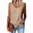 thumbnail image 2 of Womens Summer Fashion Sequin Tops Scoop Neck Sequin Sparkle Shimmer Sleeveless Tanks Tops Blouses,Champagne S, 2 of 6