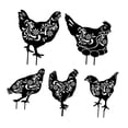 thumbnail image 1 of Paquete de 5 estacas de Metal para jardín de pollo, adorno decorativo para césped, calzadas, aceras, estatua de silueta, decoración de patio trasero, 1 of 9