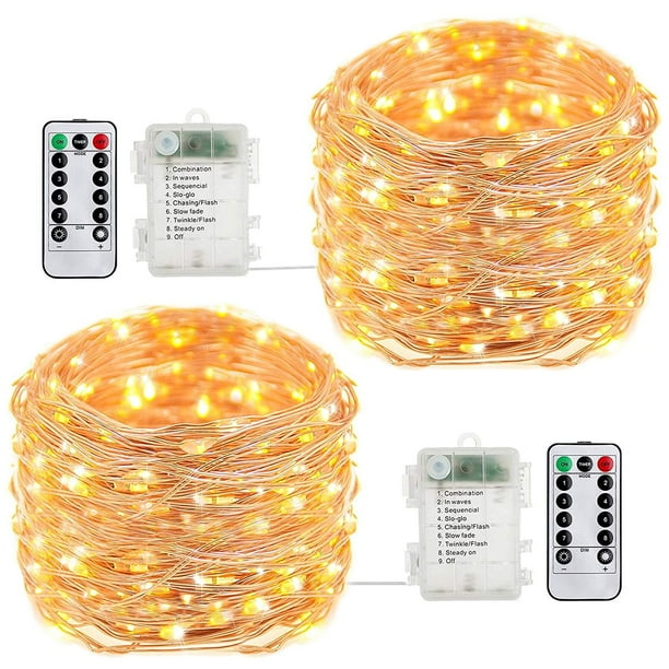 Fairy Lights, 2Pack Battery Operated Waterproof 50 LED Fairy String Lights,16.4feet Light with