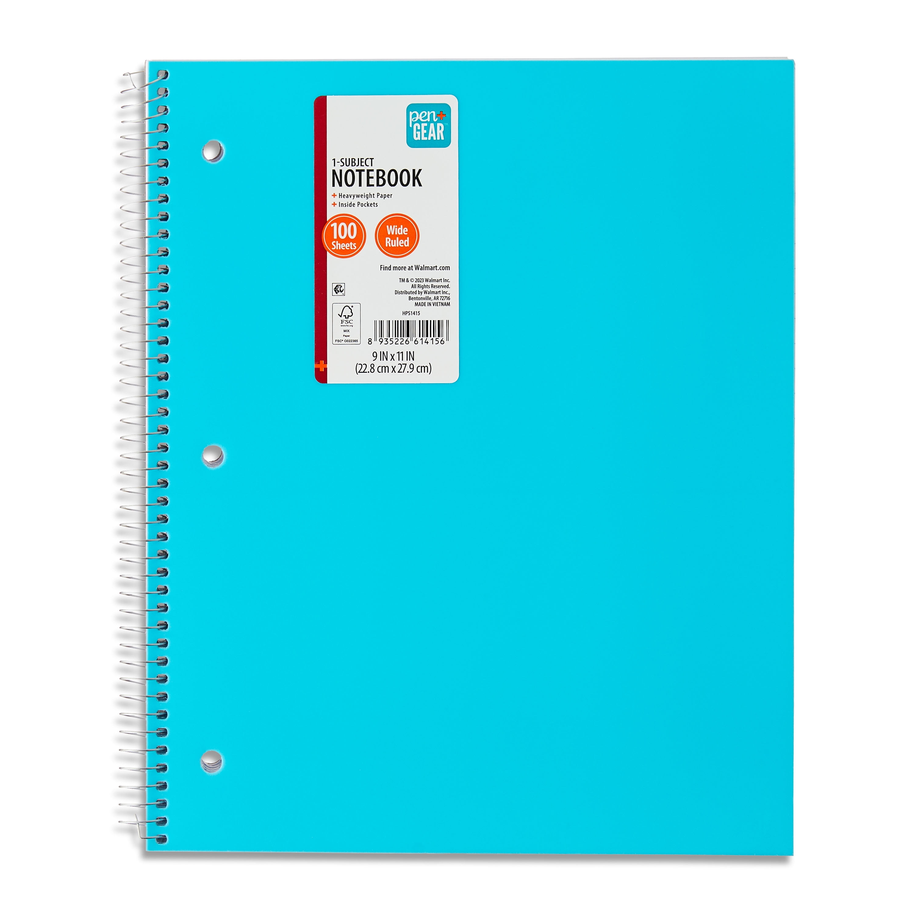 (4 pack) Pen + Gear Poly 1-Subject Notebook, Wide Ruled, 9" x 11", 100 Sheets, Teal
