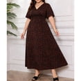 thumbnail image 2 of AURA Women Plus Size Leopard Print Maxi Dress Elegant V Neck Long Sleeve Dress, 2 of 10