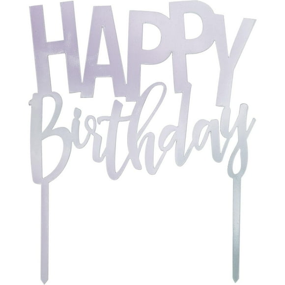 Cake Top HBD Slv Acr, 1 Silver Cake Topper