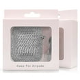 thumbnail image 4 of Rhinestone Case Chic White Silver Diamond Bling Cover with Shimmering/Shining Crystals and Carabiner Keychain Clip for Apple Airpods Console, 4 of 5