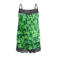 thumbnail image 5 of Uaswgudfs Women's St. Patrick's Day Lace Trim Spaghetti Strap Cami Shorts Set Bow Star Print Two-Piece Sleeveless Loungewear Sleepwear Green M, 5 of 5