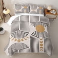 thumbnail image 2 of Homewish Bohemian Abstract Lines Twin Quilt Set,Mid-Century Artwork Twin Coverlet Set,Beige,2 Pieces, 2 of 7